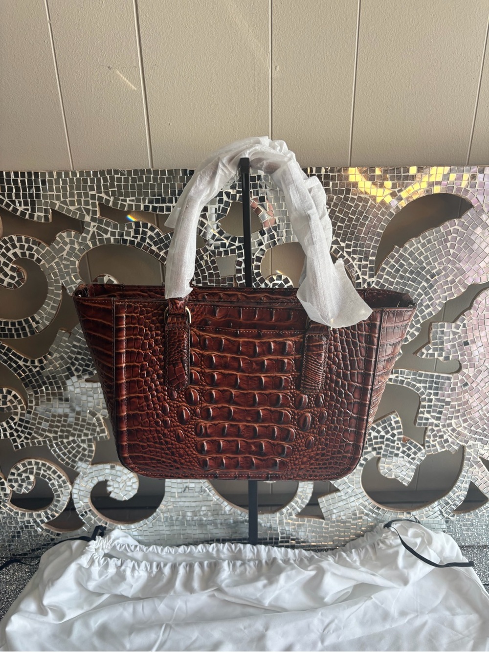 ⭐️Brahmin Deep Chestnut Croc-Embossed Satchel - Picture 7 of 12
